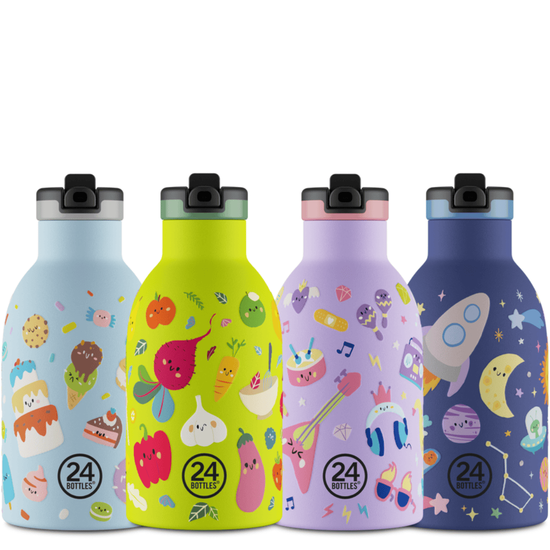 24bottles thermosflasche clima bottle kids 0,33l mit sportverschluss - diverse motive - veggie friends