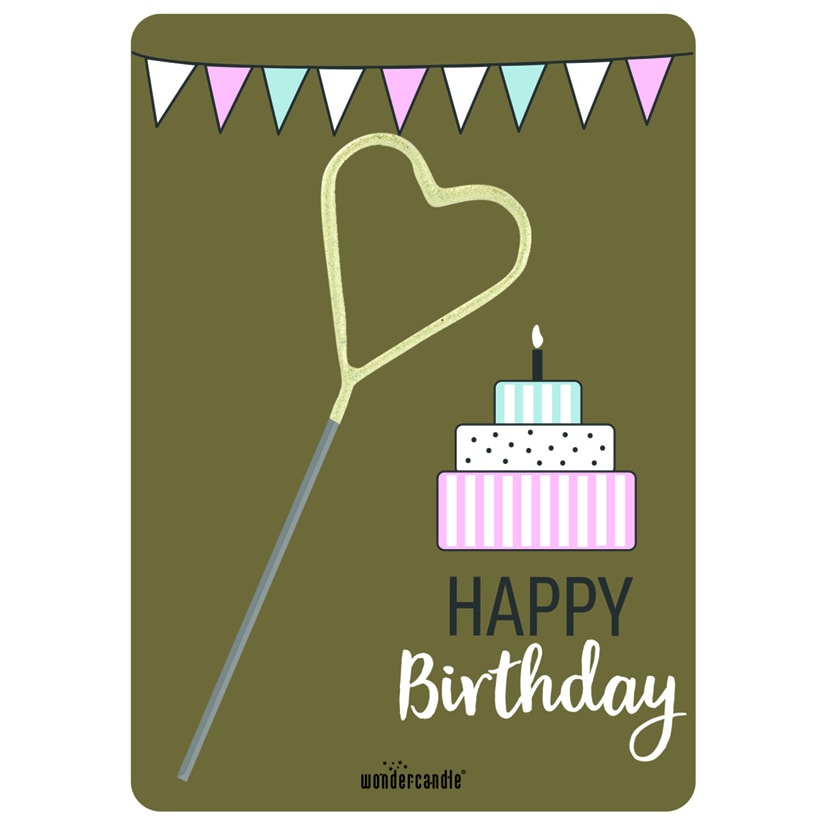 wunderkerze 'happy birthday', herz
