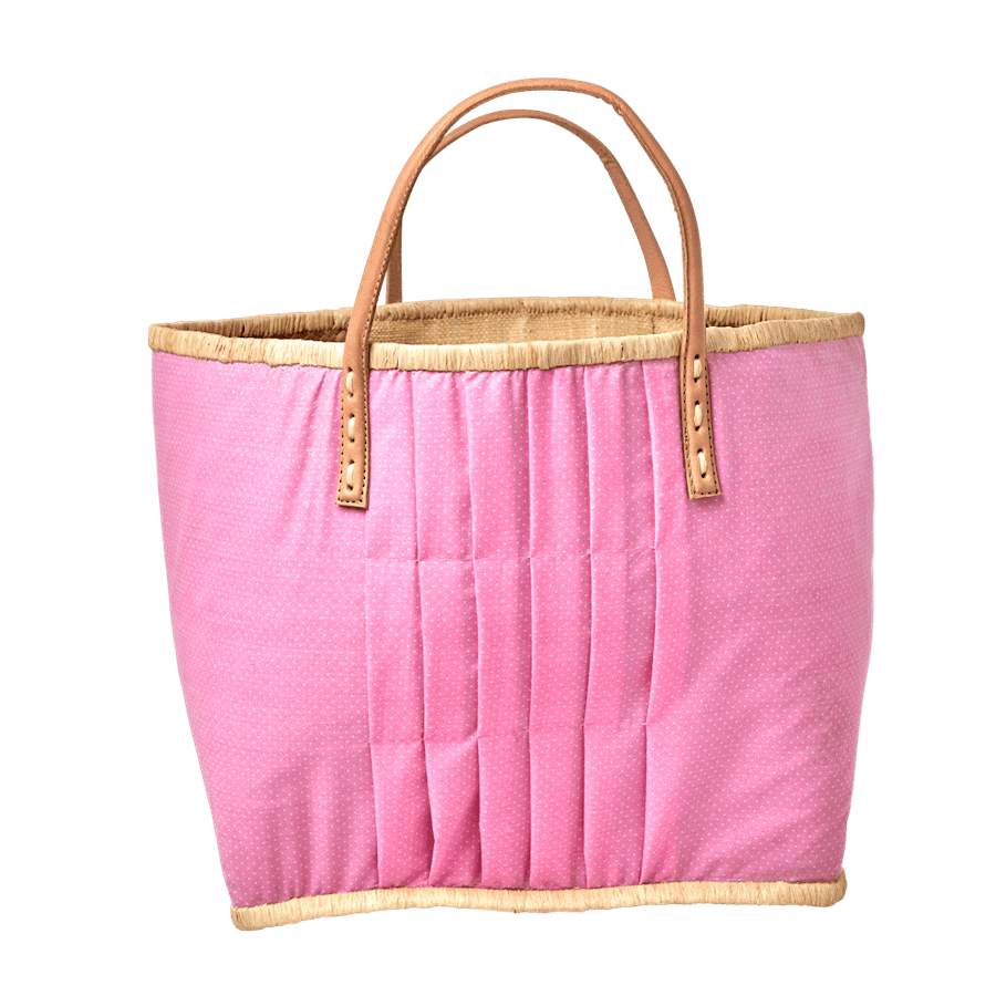 rice korbtasche large, pink gepunktet