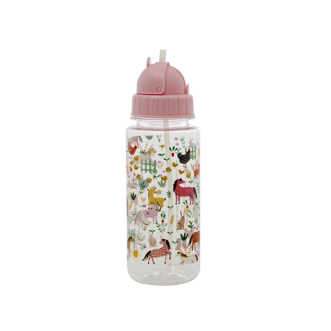 rice trinkflasche soft pink farm print