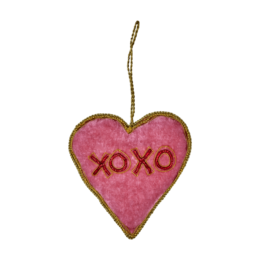 rice anhänger aus velours "herz" grün