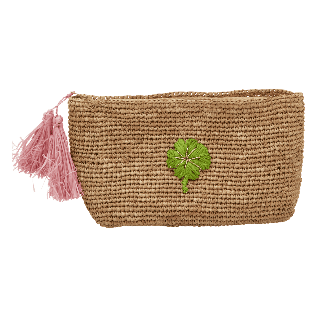 rice kleine raffia-clutch "clover", tea