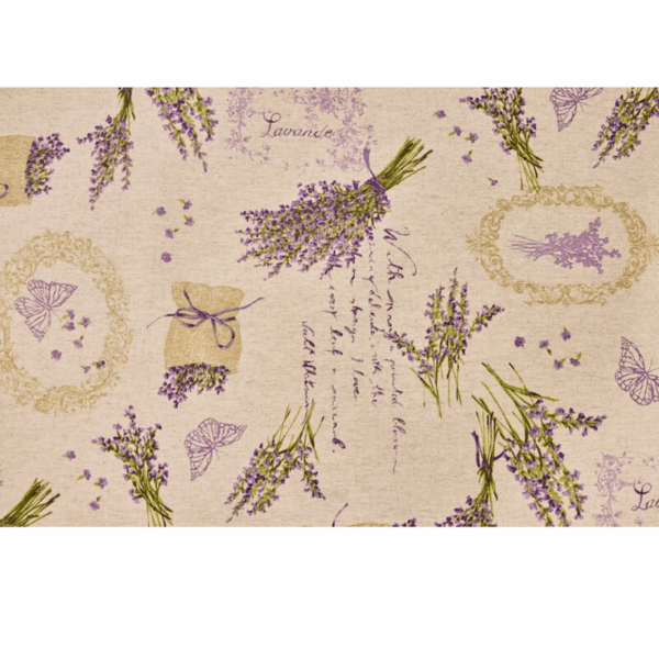 tischtuch mit lavendelstrauß, beige